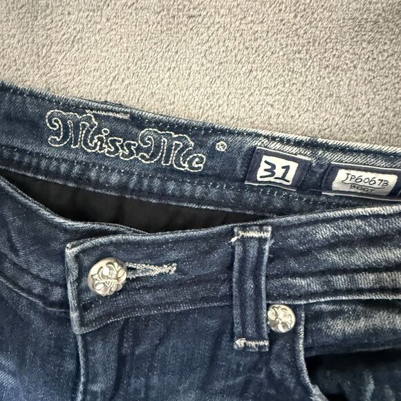 Miss Me Jeans Sz 31 Boot Bootcut Embellished Pocket Rhinestones Distressed 31x33 - Picture 4 of 9